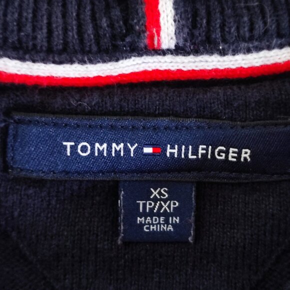 Tommy Hilfiger University style pullover men's size XS navy blue and red graphic - Picture 5 of 13